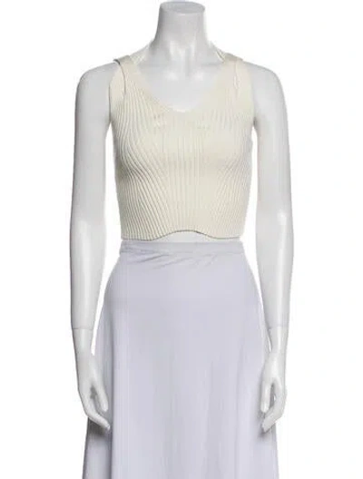 Pre-owned Simkhai V-neck Sleeveless Crop Top In Blue
