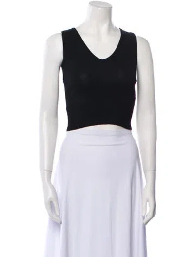 Pre-owned Simkhai V-neck Sleeveless Crop Top In Blue