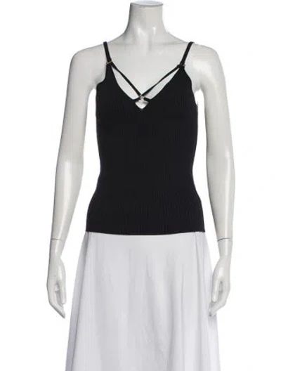 Pre-owned Simkhai V-neck Sleeveless Crop Top In Blue