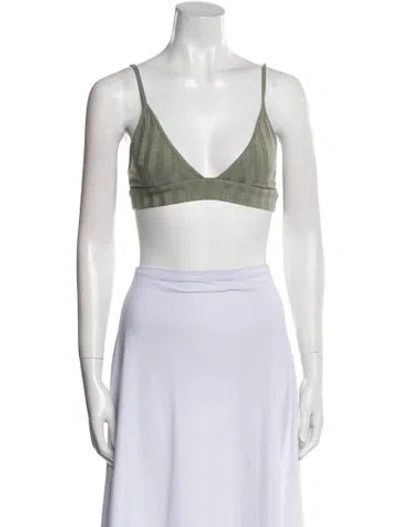 Pre-owned Simkhai V-neck Sleeveless Crop Top In Brown