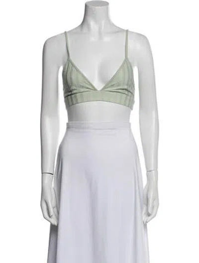 Pre-owned Simkhai V-neck Sleeveless Crop Top In Green