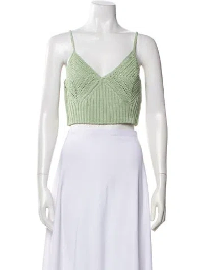 Pre-owned Simkhai V-neck Sleeveless Crop Top In Green