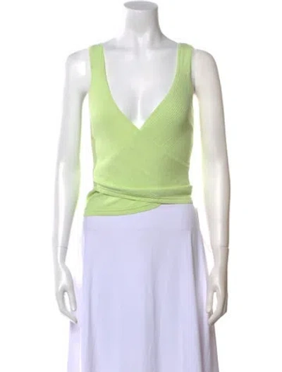 Pre-owned Simkhai V-neck Sleeveless Crop Top In Green