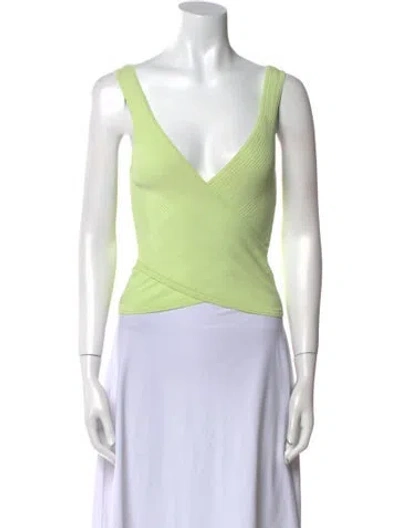 Pre-owned Simkhai V-neck Sleeveless Crop Top In Green