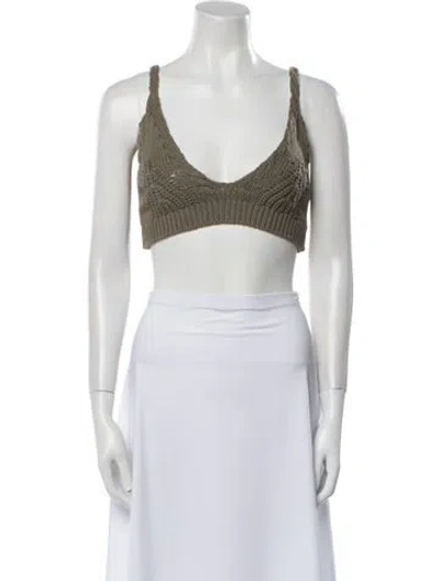Pre-owned Simkhai V-neck Sleeveless Crop Top In Green
