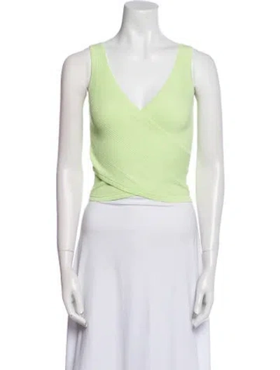 Pre-owned Simkhai V-neck Sleeveless Crop Top In Green
