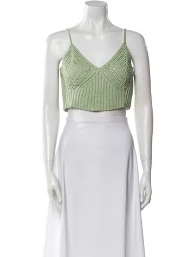 Pre-owned Simkhai V-neck Sleeveless Crop Top In Green