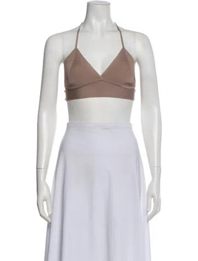 Pre-owned Simkhai V-neck Sleeveless Crop Top In Green