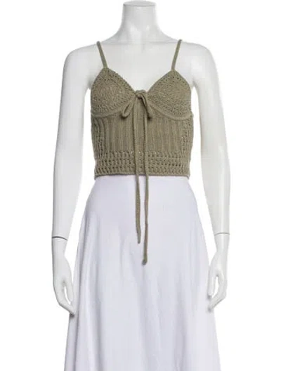 Pre-owned Simkhai V-neck Sleeveless Crop Top In Green