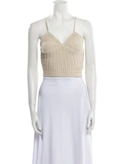 Pre-owned Simkhai V-neck Sleeveless Crop Top In Neutral