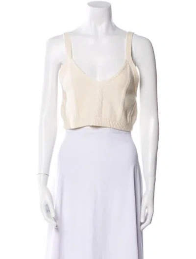 Pre-owned Simkhai V-neck Sleeveless Crop Top In Neutral