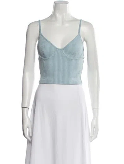 Pre-owned Simkhai V-neck Sleeveless Crop Top In Neutral