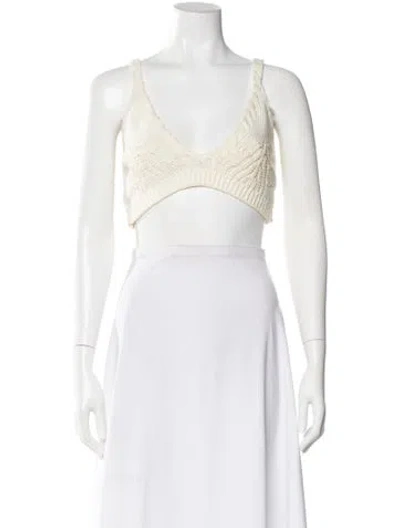 Pre-owned Simkhai V-neck Sleeveless Crop Top In Neutral