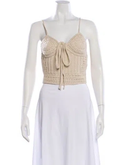 Pre-owned Simkhai V-neck Sleeveless Crop Top In Neutral