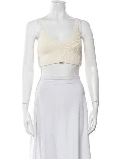 Pre-owned Simkhai V-neck Sleeveless Crop Top In Neutral