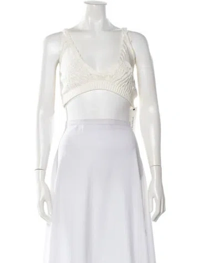 Pre-owned Simkhai V-neck Sleeveless Crop Top In Neutral