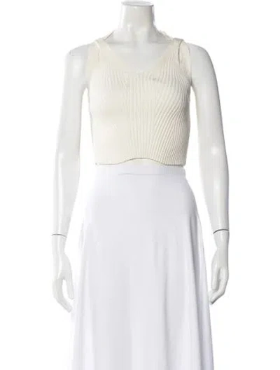 Pre-owned Simkhai V-neck Sleeveless Crop Top In Neutral