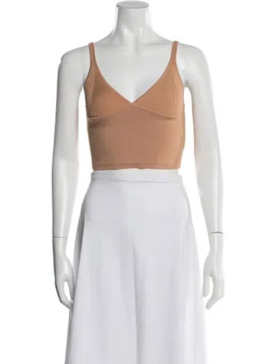 Pre-owned Simkhai V-neck Sleeveless Crop Top In Neutral