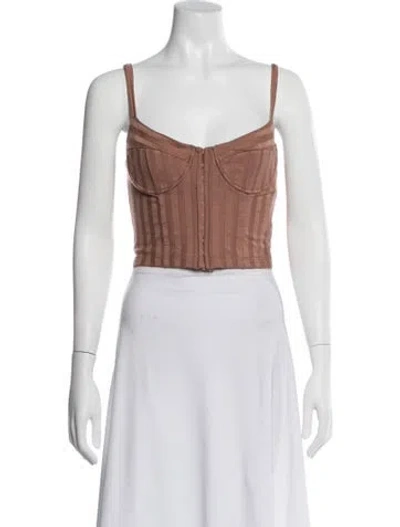 Pre-owned Simkhai V-neck Sleeveless Crop Top In Neutral