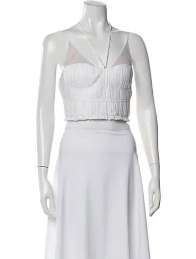 Pre-owned Simkhai V-neck Sleeveless Crop Top In Neutral