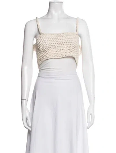 Pre-owned Simkhai V-neck Sleeveless Crop Top In Neutral