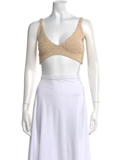 Pre-owned Simkhai V-neck Sleeveless Crop Top In Neutral