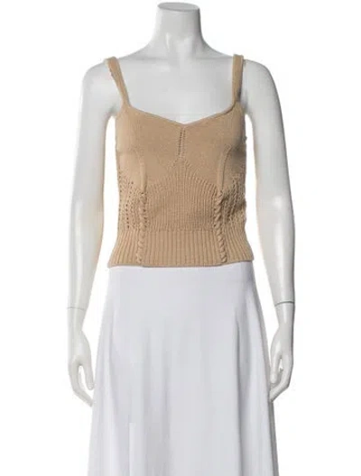 Pre-owned Simkhai V-neck Sleeveless Crop Top In Neutrals