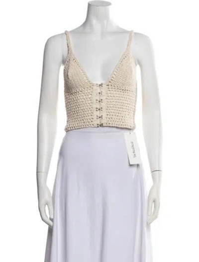 Pre-owned Simkhai V-neck Sleeveless Crop Top In Neutrals