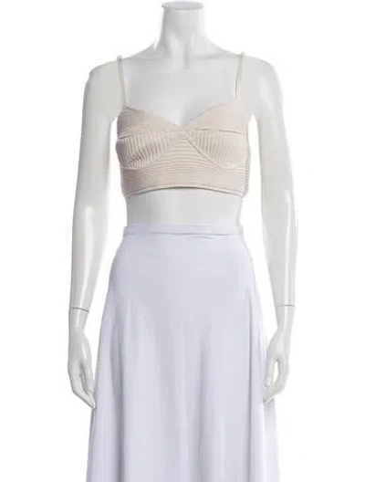 Pre-owned Simkhai V-neck Sleeveless Crop Top In Neutrals