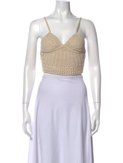Pre-owned Simkhai V-neck Sleeveless Crop Top In Neutrals