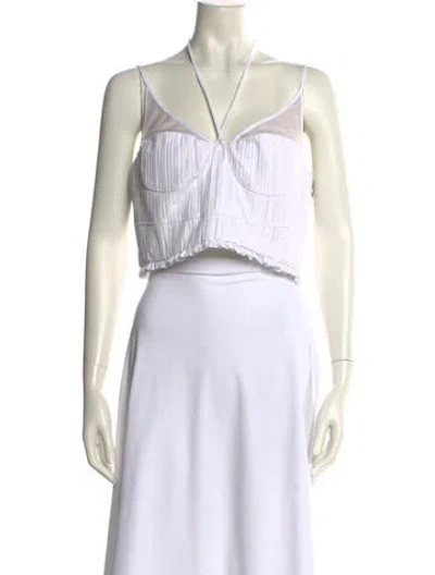 Pre-owned Simkhai V-neck Sleeveless Crop Top W/ Tags In White