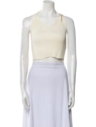 Pre-owned Simkhai V-neck Sleeveless Crop Top In White