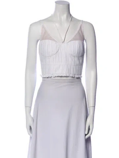 Pre-owned Simkhai V-neck Sleeveless Crop Top In White