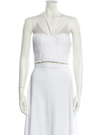 Pre-owned Simkhai V-neck Sleeveless Crop Top In White