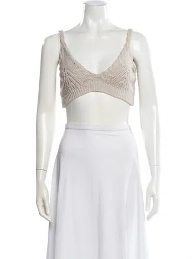 Pre-owned Simkhai V-neck Sleeveless Crop Top In White
