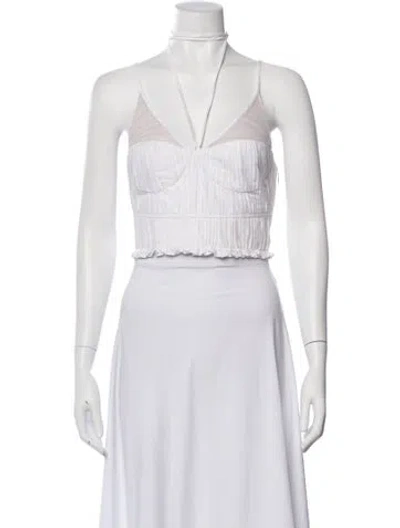 Pre-owned Simkhai V-neck Sleeveless Crop Top In White