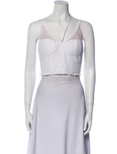 Pre-owned Simkhai V-neck Sleeveless Crop Top In White