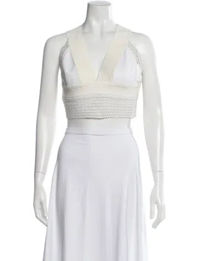 Pre-owned Simkhai V-neck Sleeveless Crop Top In White