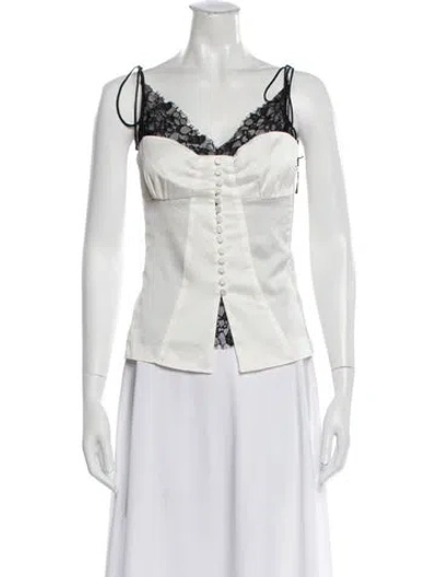 Pre-owned Simkhai V-neck Sleeveless Top In White