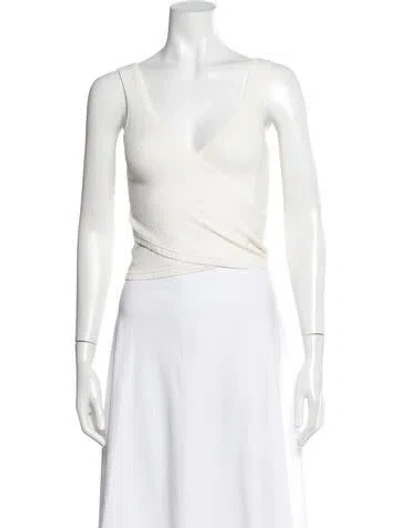 Pre-owned Simkhai V-neck Sleeveless Top In White
