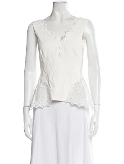 Pre-owned Simkhai V-neck Sleeveless Top In White