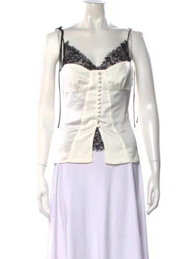 Pre-owned Simkhai V-neck Sleeveless Top In White