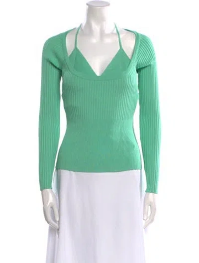 Pre-owned Simkhai V-neck Sweater In Green