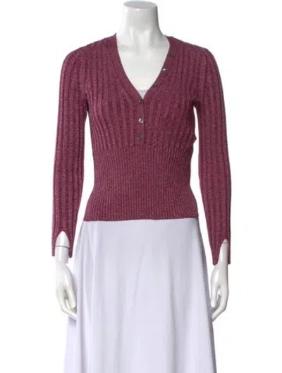 Pre-owned Simkhai V-neck Three-quarter Sleeve Crop Top In Burgundy