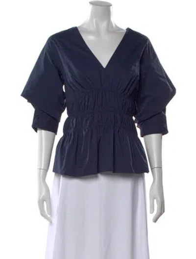 Pre-owned Simkhai V-neck Three-quarter Sleeve Top In Blue