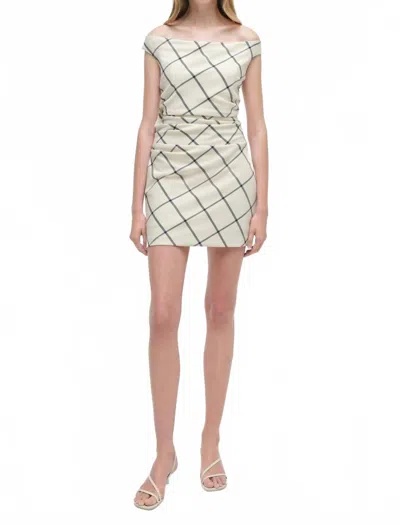 SIMKHAI WELLS OFF-SHOULDER MINI DRESS IN EGGSHELL MULTI