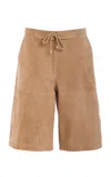 Simkhai Whitaker Lambskin-cotton Track Shorts In Brown