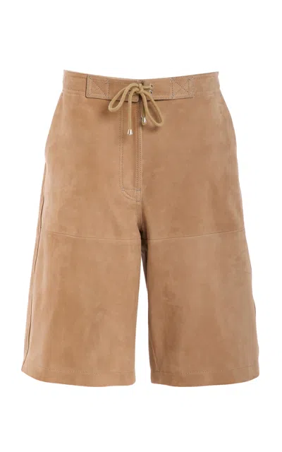 Simkhai Whitaker Lambskin-cotton Track Shorts In Brown