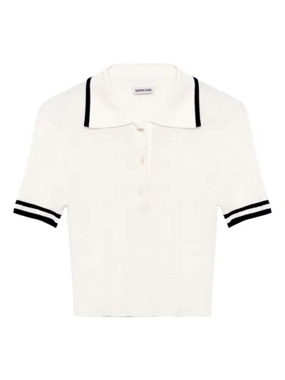 Simkhai Whitten Polo Top In White