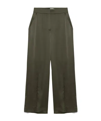 Simkhai Wide-leg Satin Casual Trousers In Green